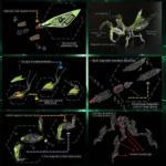 3D kovová stavebnice Mechanická kudlanka – 1200+ dílů fialová